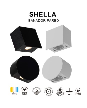 SHELLA * BAÑADOR PARED LED 3W 3000K C. NEGRO